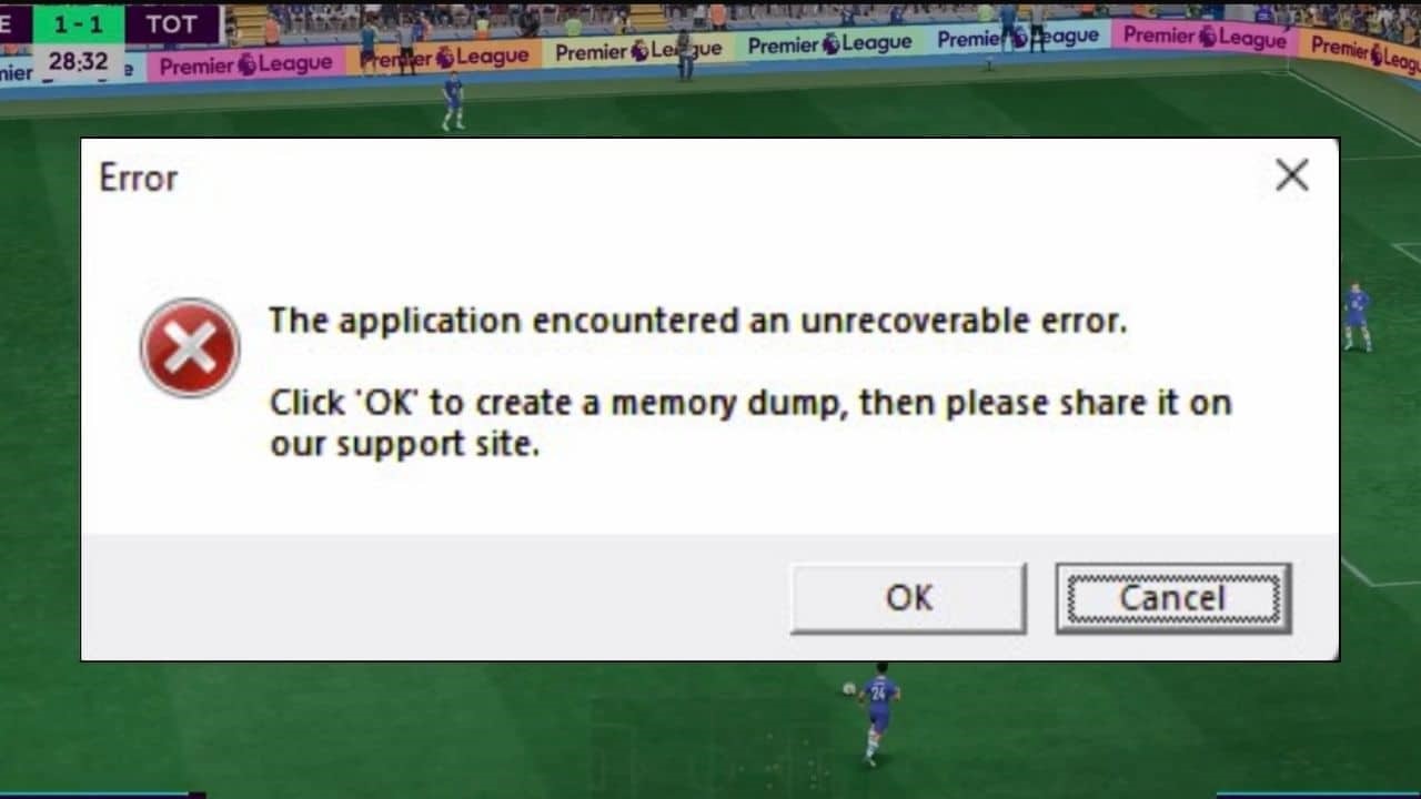 FIFA 23 application encountered an unrecoverable error